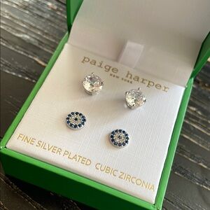 Silver and Blue Cubic Zirconia Earrings